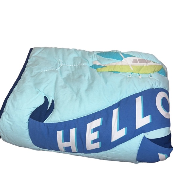 Hello World Airplane Theme Baby Crib Quilt - Picture 1 of 7